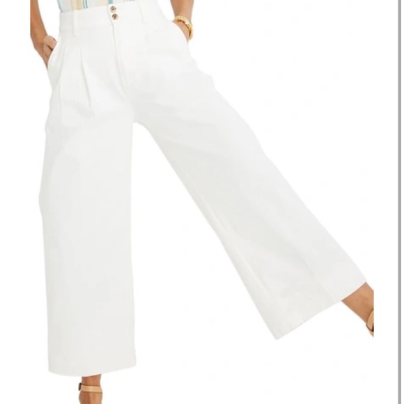 Madewell Pants - Madewell Pleated Wide Leg Pants White Size L
